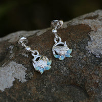 Wren Silver Drop Earrings in Summer Enamel by Sheila Fleet Jewellery