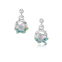 Wren Silver Drop Earrings in Summer Enamel by Sheila Fleet Jewellery