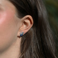 Sea Moss Stud Earrings in Sea Blue Enamel by Sheila Fleet Jewellery