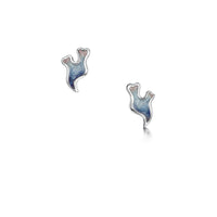 Sea Moss Stud Earrings in Sea Blue Enamel by Sheila Fleet Jewellery