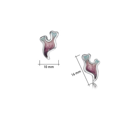 Sea Moss Stud Earrings in Sea Pink Enamel by Sheila Fleet Jewellery
