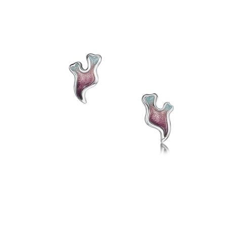 Sea Moss Stud Earrings in Sea Pink Enamel by Sheila Fleet Jewellery