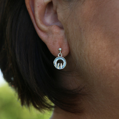 Orkney Spirit Drop Earrings in Blue Grey Enamel by Sheila Fleet Jewellery