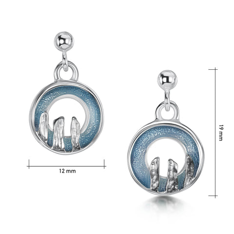 Orkney Spirit Drop Earrings in Blue Grey Enamel by Sheila Fleet Jewellery