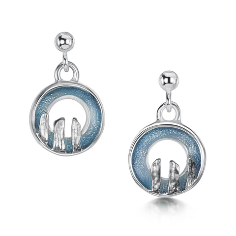 Orkney Spirit Drop Earrings in Blue Grey Enamel by Sheila Fleet Jewellery