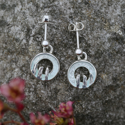 Orkney Spirit Drop Earrings in Dew Enamel by Sheila Fleet Jewellery