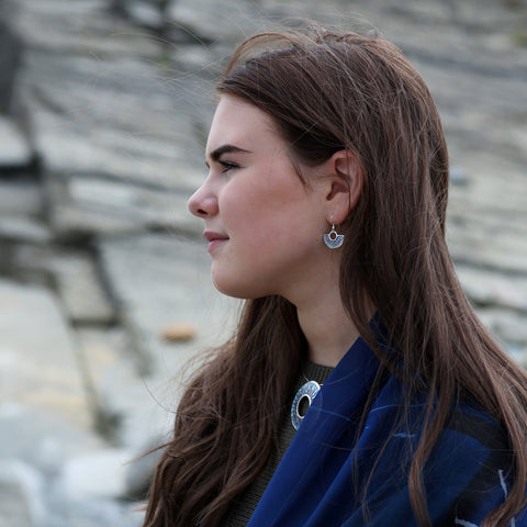 Runic 'Orkney Isles' Drop Earrings in Skaill Enamel by Sheila Fleet Jewellery