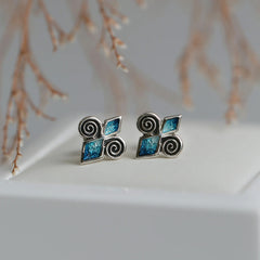 Skara Brae Small Stud Earrings in Skara Green Enamel by Sheila Fleet Jewellery