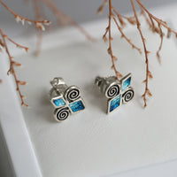 Skara Brae Small Stud Earrings in Skara Green Enamel by Sheila Fleet Jewellery