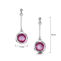 Long Lunar Bright Drop Earrings in Hot Pink Enamel by Sheila Fleet Jewellery