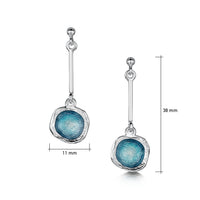 Long Sterling Silver Lunar Drop Earrings in Lichen Enamel by Sheila Fleet Jewellery