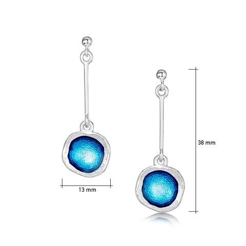 Long Lunar Bright Drop Earrings in Tropical Enamel by Sheila Fleet Jewellery