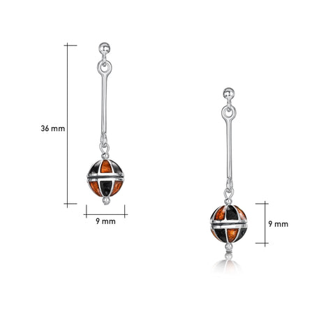 Kirkwall Ba' Dress Drop Earrings in Light Tan Enamel by Sheila Fleet Jewellery