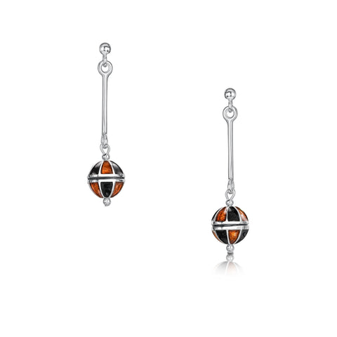 Kirkwall Ba' Dress Drop Earrings in Light Tan Enamel by Sheila Fleet Jewellery