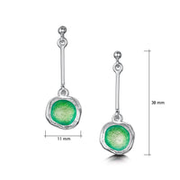 Long Lunar Bright Drop Earrings in Spring Green Enamel by Sheila Fleet Jewellery
