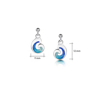 Wave Silver Small Drop Earrings in Light Ocean Enamel by Sheila Fleet Jewellery