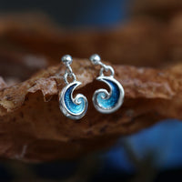 Breckon Small Drop Earrings in Peacock Enamel by Sheila Fleet Jewellery