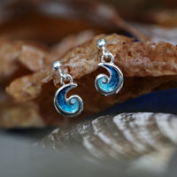 Breckon Small Drop Earrings in Peacock Enamel by Sheila Fleet Jewellery
