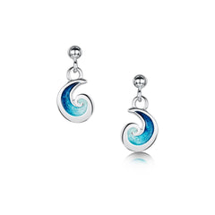 Breckon Small Drop Earrings in Peacock Enamel by Sheila Fleet Jewellery