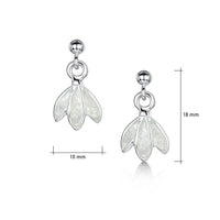 Snowdrop Petite Sterling Silver Drop Earrings in Crystal Enamel by Sheila Fleet Jewellery