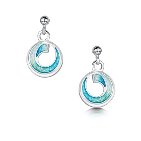 Atlantic Breaker Petite Drop Earrings in Shallows Enamel by Sheila Fleet Jewellery