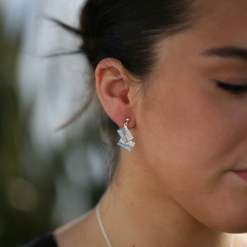 Flagstone Small Drop Earrings in Slate Enamel by Sheila Fleet Jewellery