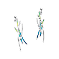 Wild Grasses Dress Drop Earrings in Meadow Enamel by Sheila Fleet Jewellery