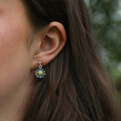 Daisies at Dawn Drop Earrings in SCAA Enamel by Sheila Fleet Jewellery