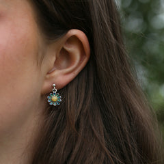 Daisies at Dawn Drop Earrings in SCAA Enamel by Sheila Fleet Jewellery