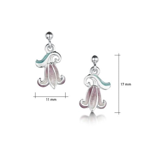 Bluebell Drop Earrings in Pinkbell Enamel by Sheila Fleet Jewellery