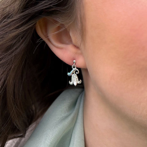 Bluebell Drop Earrings in Whitebell Enamel by Sheila Fleet Jewellery