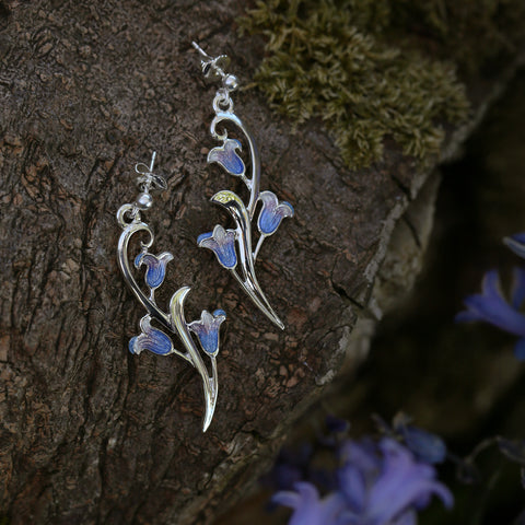 Bluebell Dress Drop Earrings in Sterling Silver by Sheila Fleet Jewellery