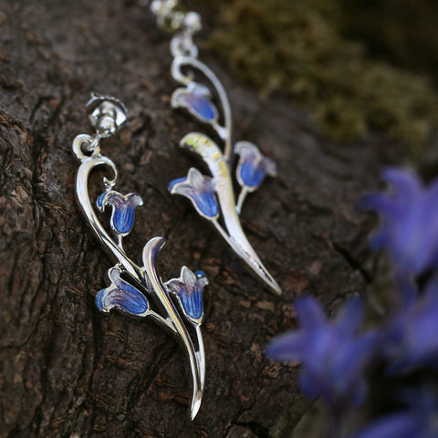 Bluebell Dress Drop Earrings in Sterling Silver by Sheila Fleet Jewellery