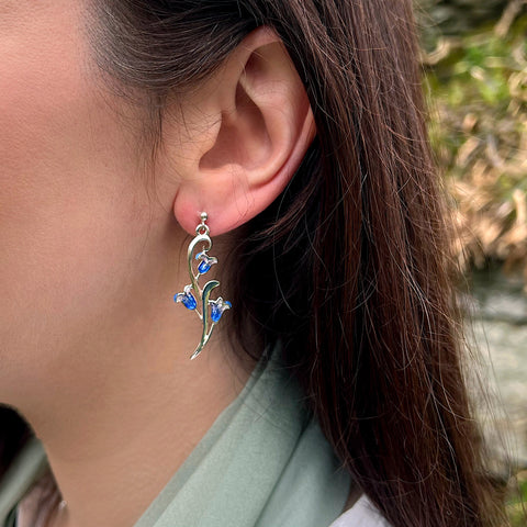 Bluebell Dress Drop Earrings in Sterling Silver by Sheila Fleet Jewellery