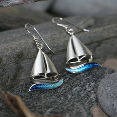 Orkney Yole Dress Drop Earrings in Tempest Enamel by Sheila Fleet Jewellery