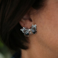 Red Admiral Butterfly Large Enamel Stud Earrings by Sheila Fleet Jewellery