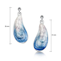 Mussel Large Drop Earrings in Mussel Blue Enamel by Sheila Fleet Jewellery