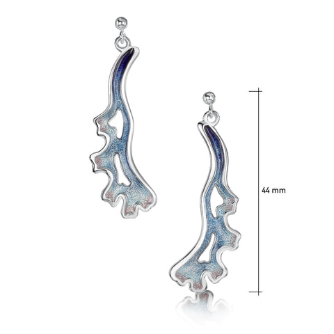 Sea Moss Dress Drop Earrings in Sea Blue Enamel by Sheila Fleet Jewellery
