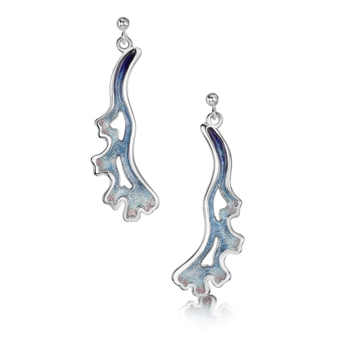 Sea Moss Dress Drop Earrings in Sea Blue Enamel by Sheila Fleet Jewellery