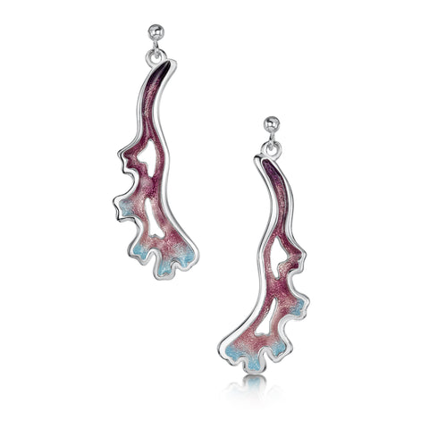Sea Moss Dress Drop Earrings in Sea Pink Enamel by Sheila Fleet Jewellery