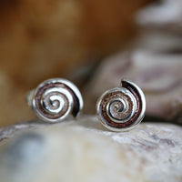Skara Spiral Small Stud Earrings in Earth Enamel by Sheila Fleet Jewellery
