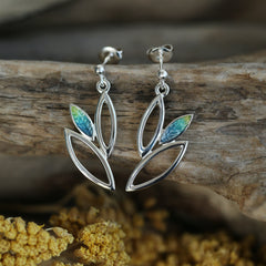 Seasons Silver 3-leaf Drop Earrings in Summer Enamel by Sheila Fleet Jewellery