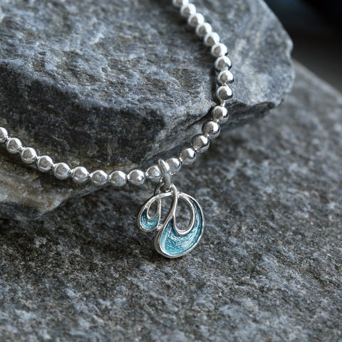 Storm Enamel Stretch Bracelet in Sterling Silver