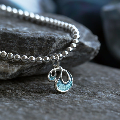 Storm Enamel Stretch Bracelet in Sterling Silver by Sheila Fleet 