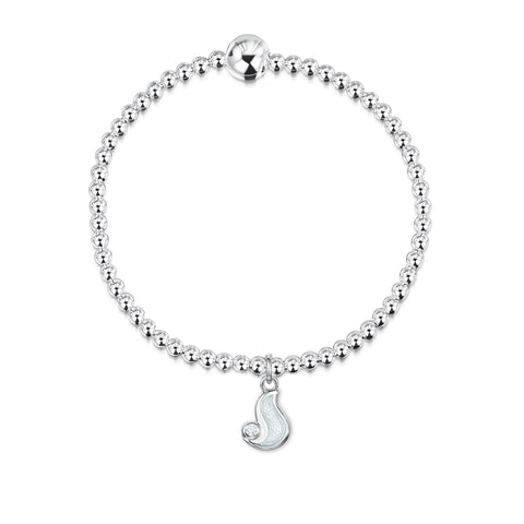 River Ripples Cubic Zirconia Stretch Bracelet in Frost Enamel by Sheila Fleet