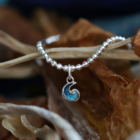 Breckon Stretch Bracelet in Peacock Enamel by Sheila Fleet Jewellery
