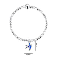 Swallows Stretch Bracelet in Sapphire Blue Enamel by Sheila Fleet