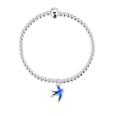Swallows Stretch Bracelet in Sapphire Blue Enamel by Sheila Fleet