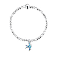 Swallows Stretch Bracelet in Summer Blue Enamel by Sheila Fleet