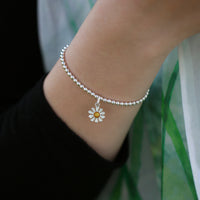 Daisies at Dawn Enamel Stretch Bracelet in Sterling Silver by Sheila Fleet Jewellery